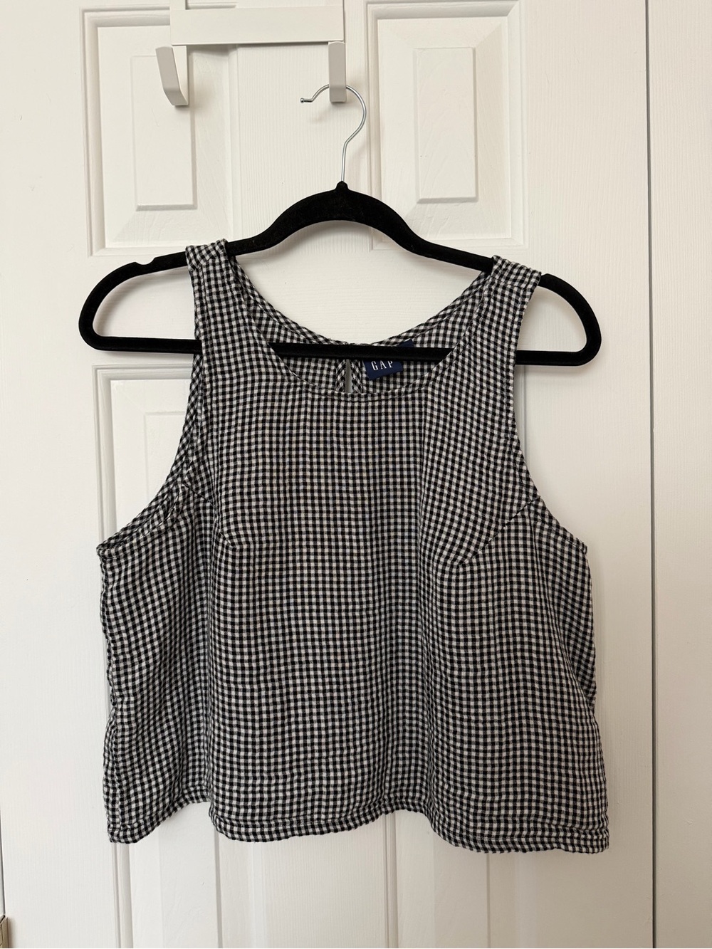 GAP Black and White Gingham Cotton Gauze Tank